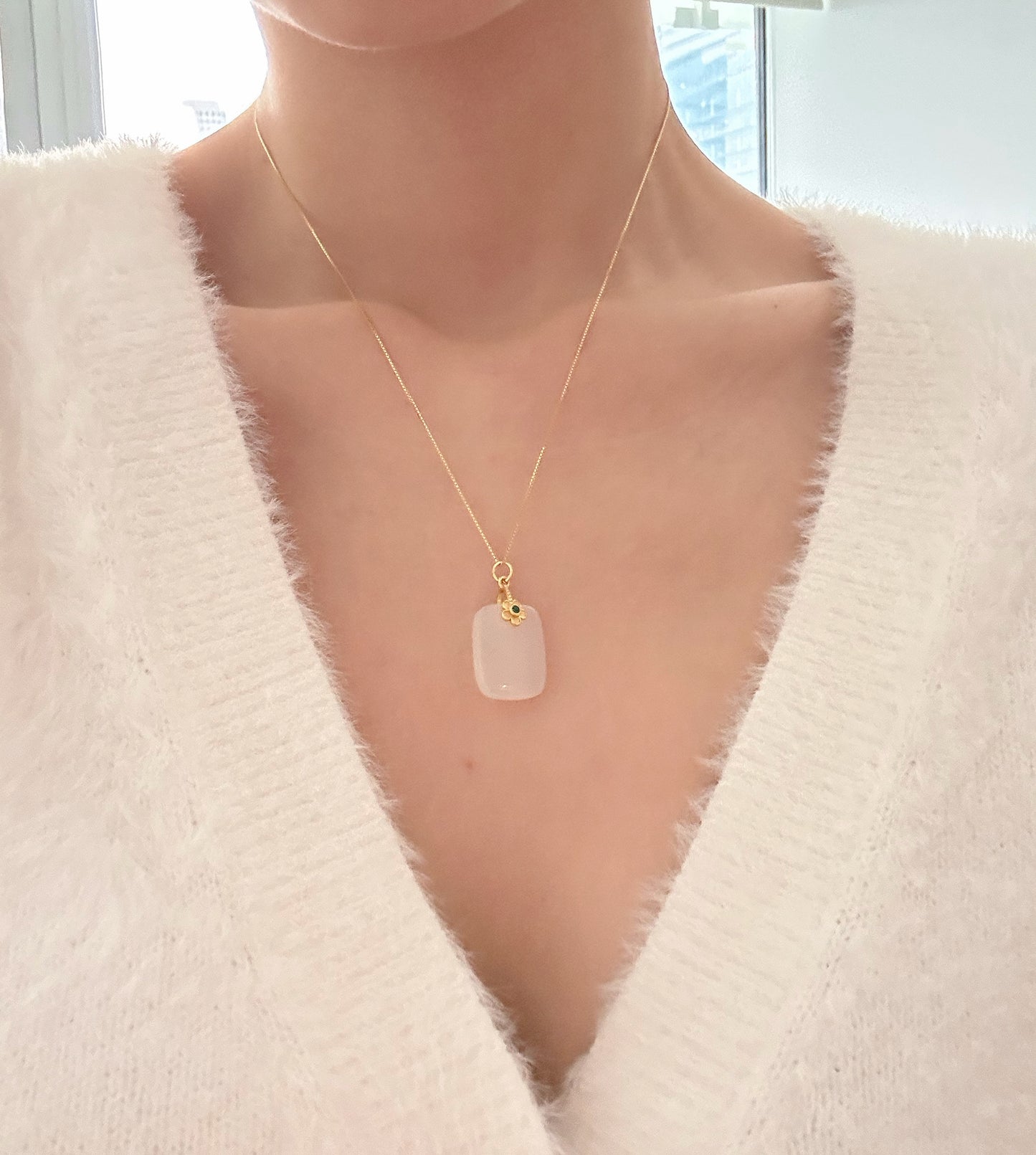 White Agate Moonstone Necklace